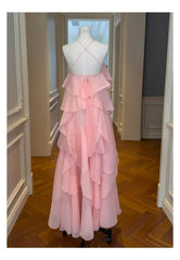 Pink Layered Ruffled 3d Rose Maxi Dress