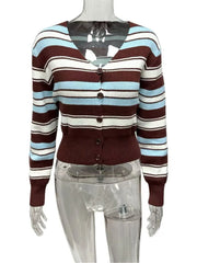 Striped Knit Sweater Cardigan