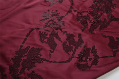 Satin Rhinestone Desgin Strappy Frill Midi Dress