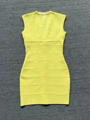 Deep V-Neck Zipper Mini Bandage Bodycon Dress