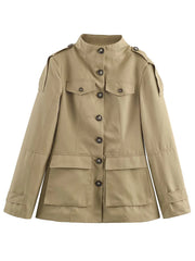 Khaki Spliced Single Breated Jacket