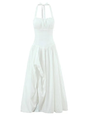 Halter Neck Puff Maxi Dress