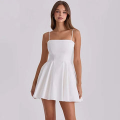Spaghetti Strap Pleated Hem Mini A-line Dress