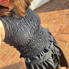 Elastic Ruched Vest Tank Top