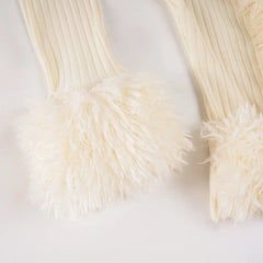 Furry Patchwork Ribbed Zipper Cardigan