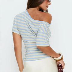 Striped Off-Shoulder T-Shirt