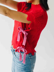 Turtleneck Tie-up Short Sleeve Knit Vest