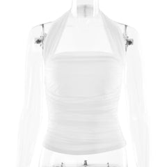 White Ruched Halter Top