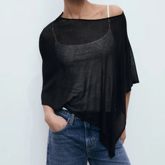 Sheer Shawl Beach Cover-ups Knitted Top
