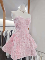 Floral Embroidered Strapless Mini Dress