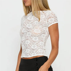 Floral Lace Sheer Crop Top