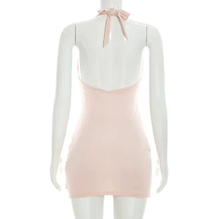 Tie Up Halter Bodycon Draped Mini Dress