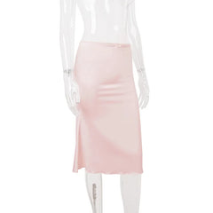 Pink Lace Off Shoulder Crop Top And Midi Skirt Set