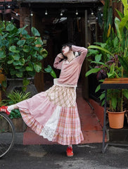 Plaid Patchwork Midi Skirt - Streetwear A-Line