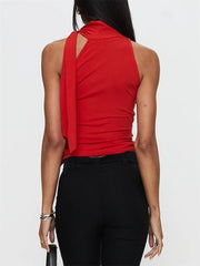 Mock Neck Tie-Up Tank Top - Summer Essential