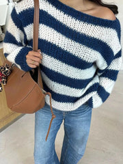 Striped Crew Neck Knit Sweater
