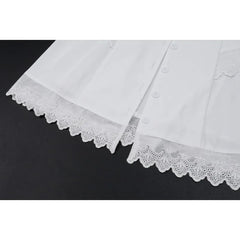 White Lace Ruffled Short Sleeve Buttoned Mini Dress