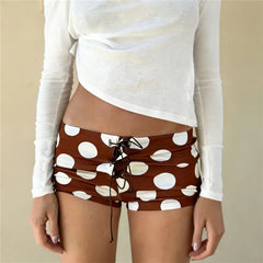 Polka Dot Print Drawstring Shorts