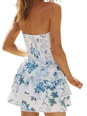 Strapless Floral Layered Tube Mini Dress