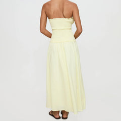 Yellow Smocked Tube Top