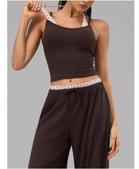 Polka Dot Layered Tank Top And High Waist Wide Leg Pants Set