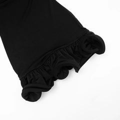 Long Sleeve Ruffles Hem Mini Dress