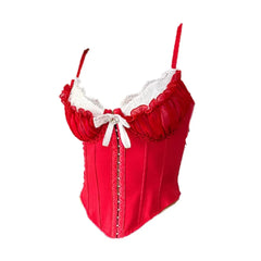 Ruffle Lace Bowknot Buckle Corset Top