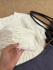 Puppy Bow White Knitted Cardigan