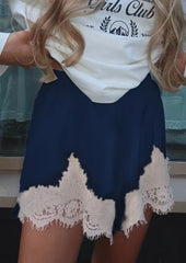 High Rise Pyjamas Satin Lace Trim Shorts