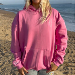 Pink Surf Flower Print Hoodie