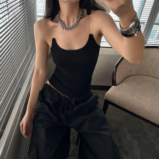 Ribbed Transparent Strap Tank Top