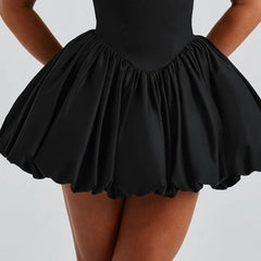 Polka Dot Halter Puff Mini Dress