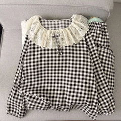 Frill Collar Long-Sleeve Pajama Set
