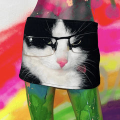 Cat Digital Printed Low Waist Mini Skirt