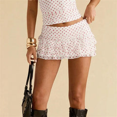 Layered Ruffle Polka Dot Mini Skirt