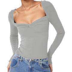 Sweatheart Neck Long Sleeve Top