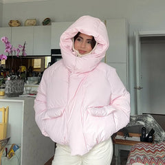 Hooded Padded Stand Collar Coat