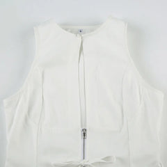 Hollow Out Zipper Sleeveless Tank Top