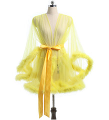 Short Feather Robe Dressing Gown