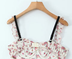 Floral Print Hollow Out Backless A-line Sling Mini Dress