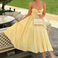 Wire Chest Boning Long Strapless Dress