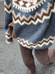 Turtleneck Jacquard Print Sweater