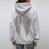 Sequin Angel Wings Hooded Sweatshirt And Sweat Pants