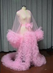 Long Tulle Fluffy Sleepwear Robes