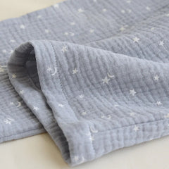 Cotton Star Print Drawstring Wide Leg Pants