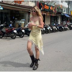 Satin Lace Patchwork Cami Mini Dress