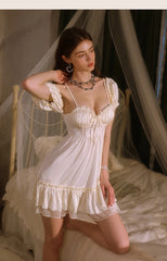 Satin Tie Up Short Sleeve Nightdress