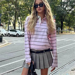 Striped Collared Rugby Sweatshirt