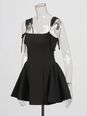 Lace Up Strappy Tie Up Flare Mini Dress