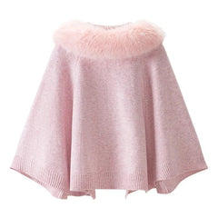 Faux Fur Tie Up Cloak Cape